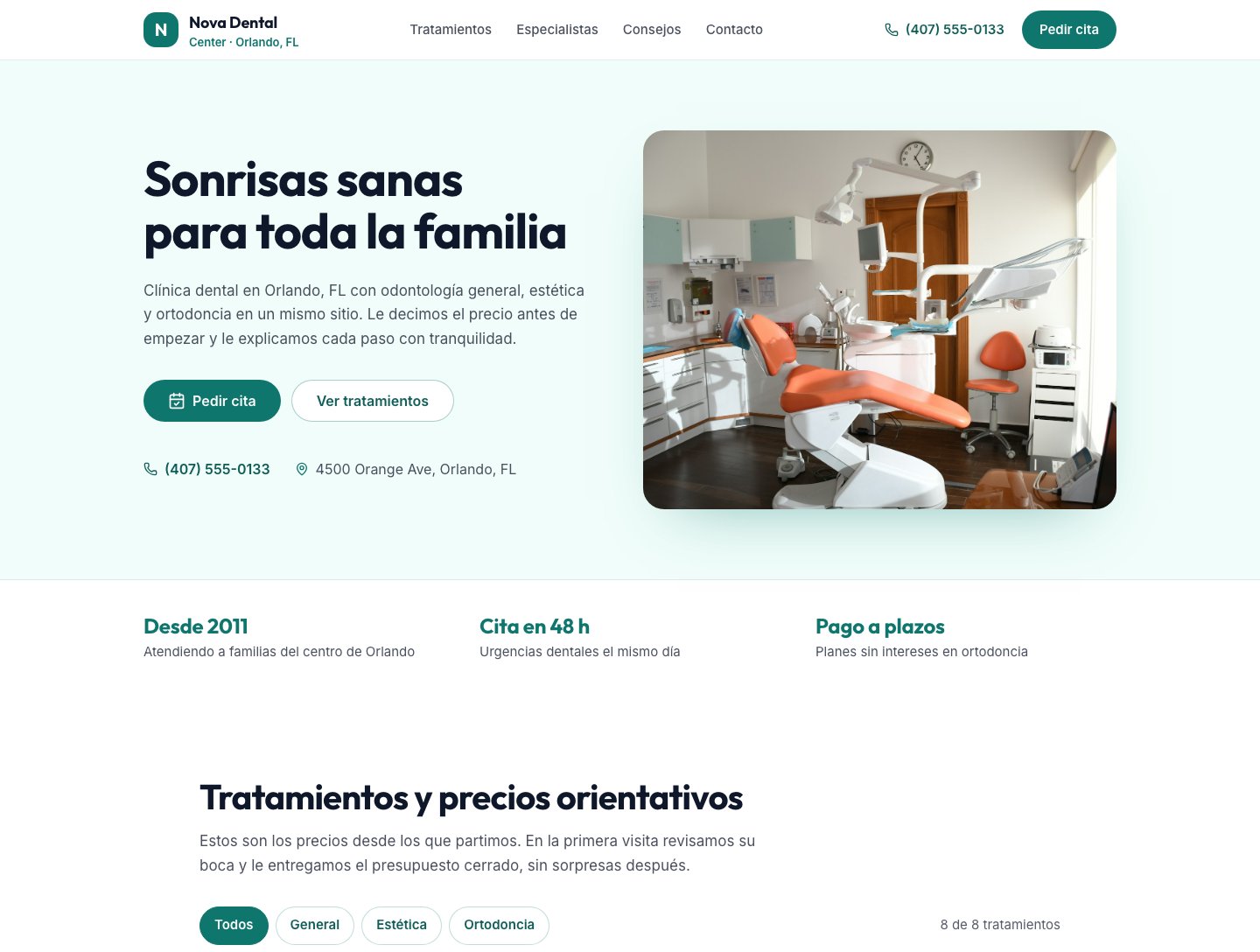 Vista de referencia de Nova Dental Center · Orlando