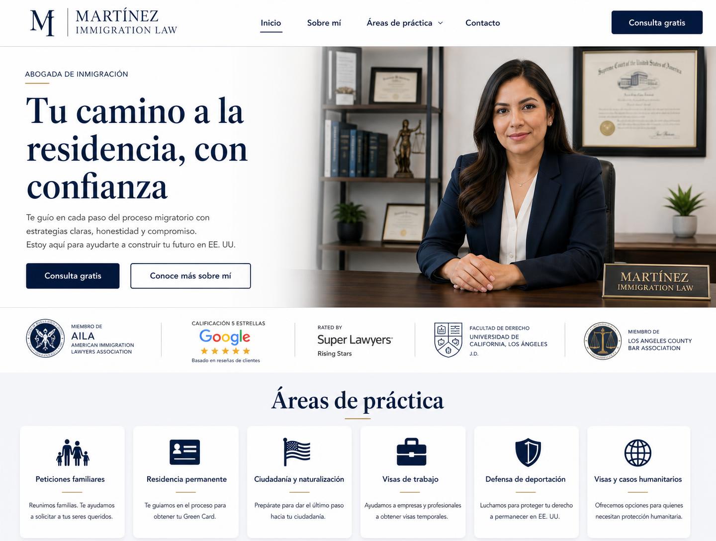 Ejemplo visual de sitio corporativo desarrollado como concepto de referencia