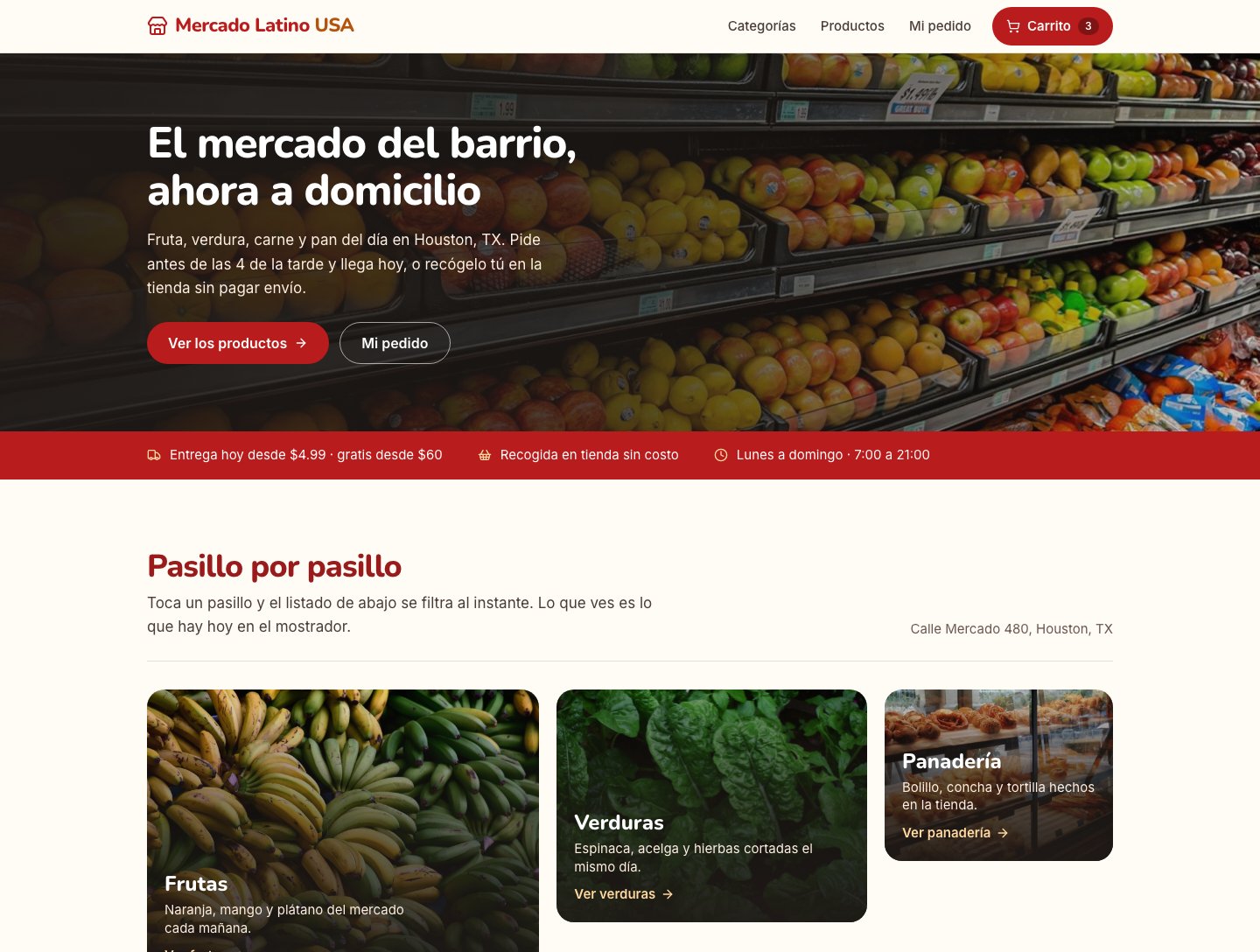 Vista de referencia de Mercado Latino USA